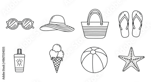 Essential summer accessories Vector