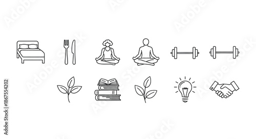 Illustrations of daily wellness and growth Vector