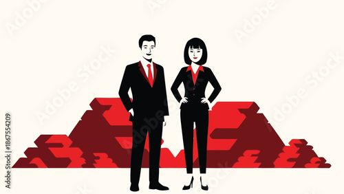 Confident business partners standing together leadership concept vector