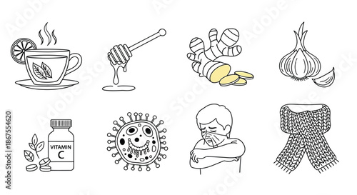 Natural remedies for cold and flu Vector