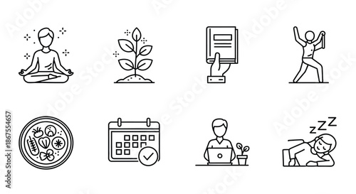 Illustrations of wellness and productivity Vector