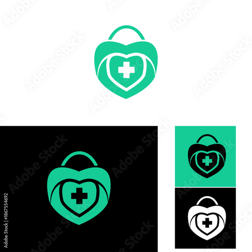 Medical Heart Bag Logo for Healthcare and Pharmacy Branding