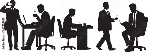 Business People Working in Office Settings Silhouettes