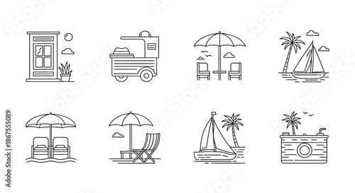 Relaxing beach and outdoor scenes Vector