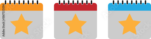 Calendar Reminder Icon Set with Star Mark, Event and Schedule Symbols