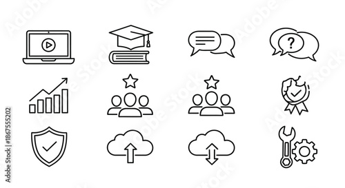 Educational technology and collaboration icons Vector