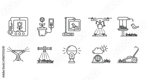 Modern gardening tools and gadgets Vector