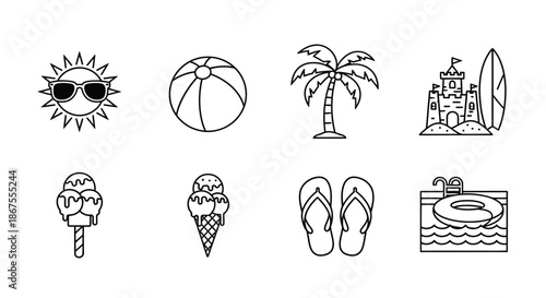 Summer fun icons Vector