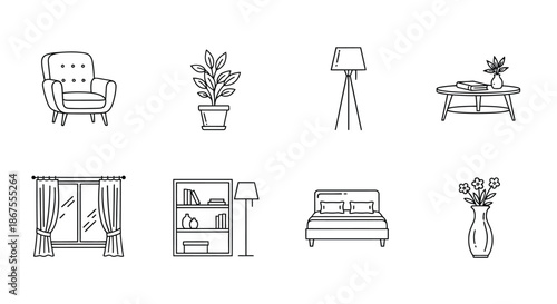 Cozy living room and bedroom decor Vector