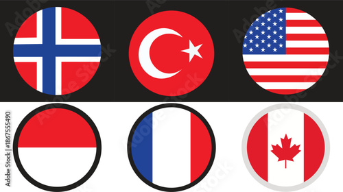 Adobe IllustraInternational Flags Icons Isolated on White Backgroundtor Artwork