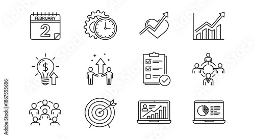 Business planning and strategy icons Vector