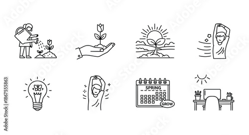 Illustrations of personal growth and development Vector