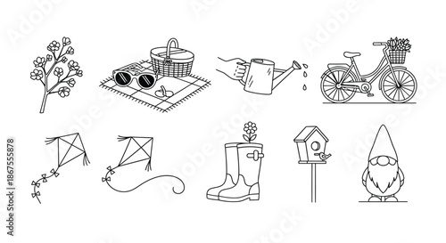 Whimsical springtime illustrations Vector