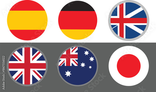 Adobe IllustraInternational Flags Icons Isolated on White Backgroundtor Artwork