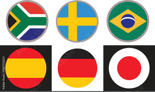 Adobe IllustraInternational Flags Icons Isolated on White Backgroundtor Artwork