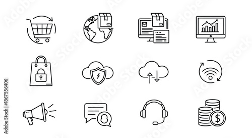 E-commerce and technology icons Vector