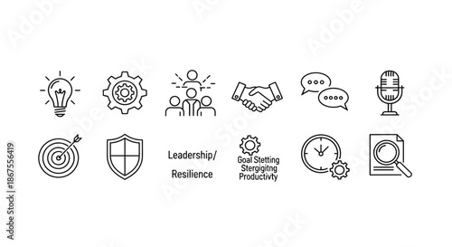 Leadership, resilience, and productivity icons Vector