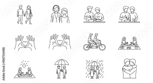 Illustrations of people engaging in various activities Vector