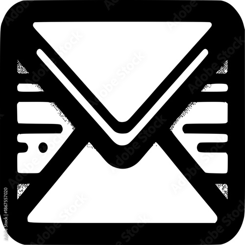 Digital Communication Emblem: A sleek, modern digital communication emblem in bold black and white. It symbolizes the essence of modern correspondence, connectivity, and digital interactions.