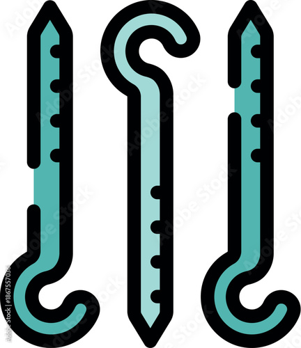 Securing shelter with metal tent pegs, essential camping equipment for stable outdoor structures