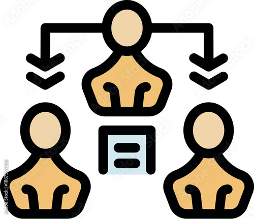 Manager distributing tasks to employees, enhancing teamwork and productivity in business operations