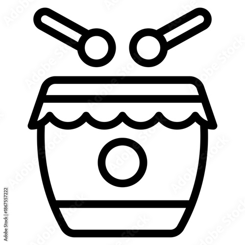Drums icon vector illustration, of chinese icons, chinese new year, asia, China related, coins, piece, bamboo, gate, lattern, amulet, kumquat, calabash, drums, tea pot, flowers,