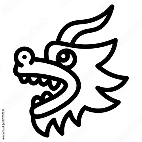 Dragon icon vector illustration, of chinese icons, chinese new year, asia, China related, coins, piece, bamboo, gate, lattern, amulet, kumquat, calabash, drums, tea pot, flowers,