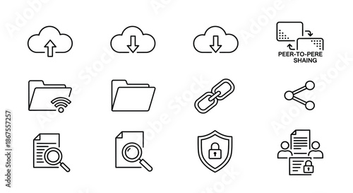Cloud storage and file sharing icons Vector