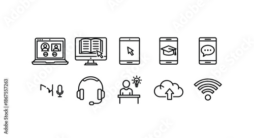 Digital learning and communication tools Vector