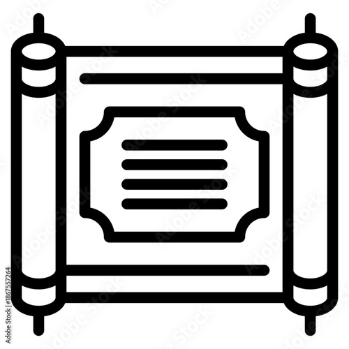 Scroll icon vector illustration, of chinese icons, chinese new year, asia, China related, coins, piece, bamboo, gate, lattern, amulet, kumquat, calabash, drums, tea pot, flowers,