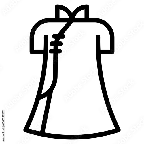 Qipao icon vector illustration, of chinese icons, chinese new year, asia, China related, coins, piece, bamboo, gate, lattern, amulet, kumquat, calabash, drums, tea pot, flowers,