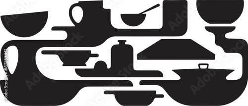 Intricate Black Swirling Lines Decoration Design Element