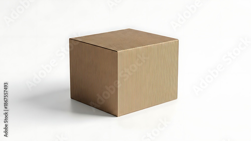 Wallpaper Mural A small, golden-brown cubical with a finely ribbed texture on its vertical surfaces is presented on a white background, casting a soft shadow and suggesting a decorative building block, or abstract Torontodigital.ca