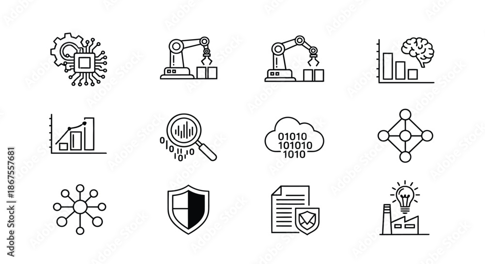 Fototapeta premium Various icons representing technology and industry Vector