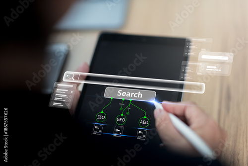 Advanced generative ai artificial search engine technology supports answer delivery improving seo aeo geo ranking across enterprise faq resource systems marketing optimization