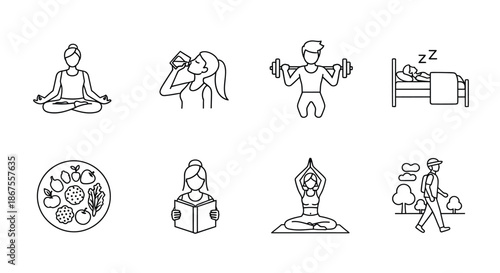 Illustrations of healthy lifestyle activities Vector