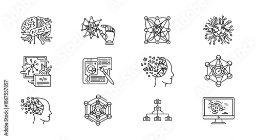 Abstract illustrations of technology and thought Vector