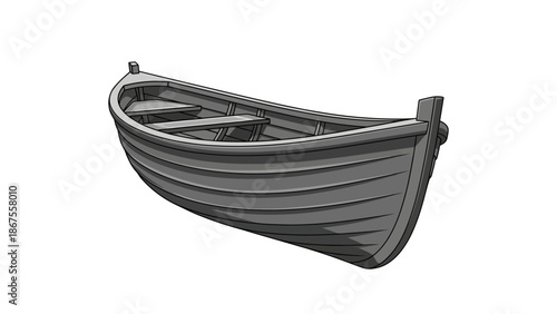 A vintage rowboat illustration isolated on a clean white background, perfect for nautical or outdoor themes