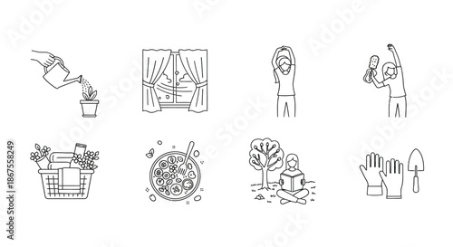 Illustrations of various home and garden activities Vector