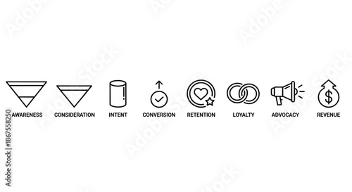 Marketing funnel stages Vector