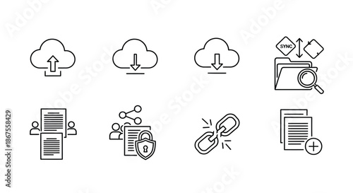 Cloud storage and data management icons Vector