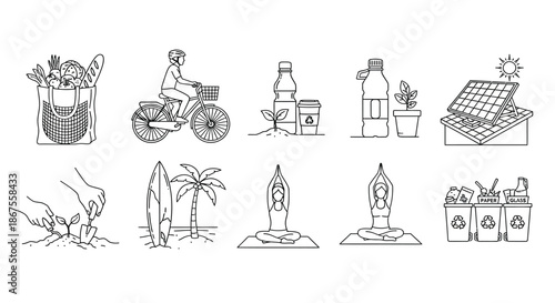 Sustainable living and eco-friendly practices Vector