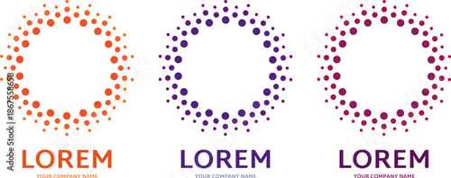 A round logo concept, spheric shape. Abstract creative templates for business, pharmacology, medicine. A dotted circle consisting of dots. A stylish design element or a frame, 