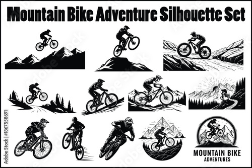 Mountain Bike Adventure Silhouette Set