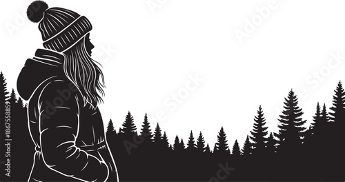 Winter Woman Silhouette Art