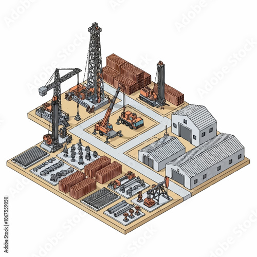 Construction Site and Industrial Equipment Layout.