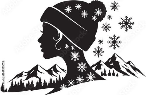 Winter Woman Silhouette Art