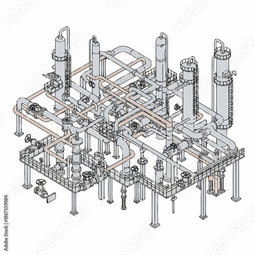 Industrial Chemical Plant Process Equipment Diagram.