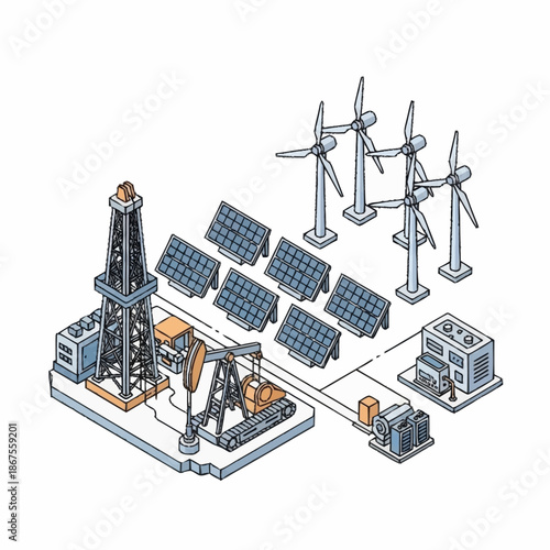 Industrial Energy Production with Renewable and Fossil Fuel Sources.