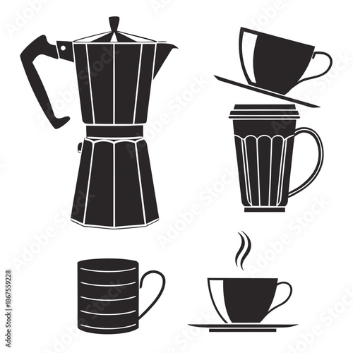 Coffee maker and cups
